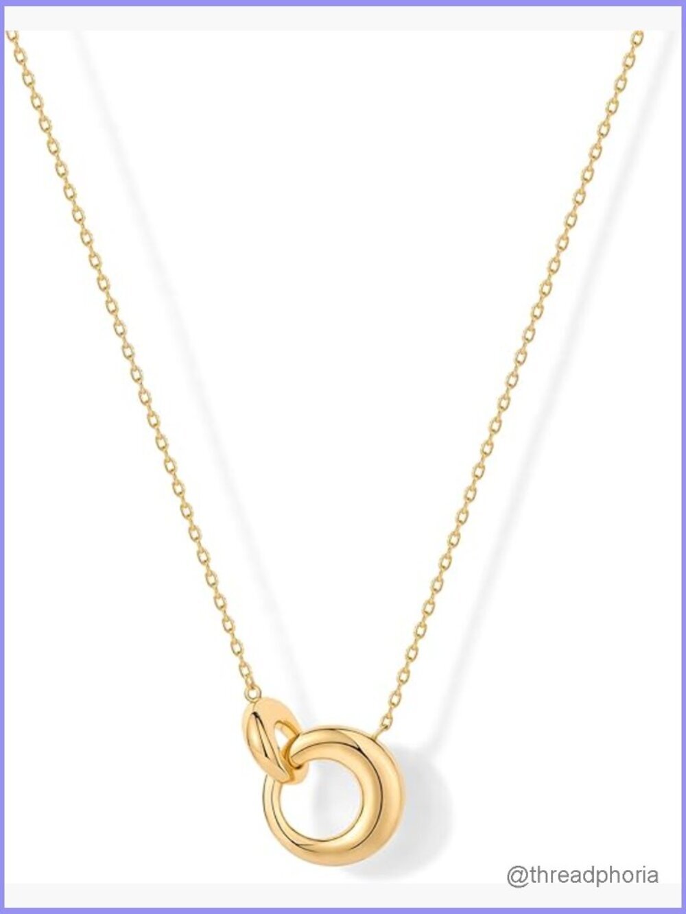 14K Gold Plated Dainty Interlock Pendant Necklace for Women Circle Link